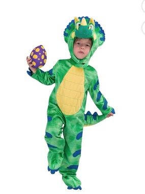 Spooktacular Creations Toddler Triceratops Costume 3T Plush Dinosaur Hooded
